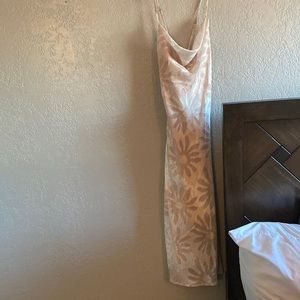 Light pink and crème satin dress